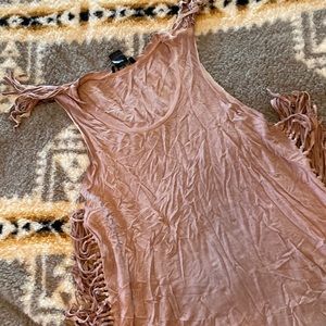 Mauve fringe muscle tank